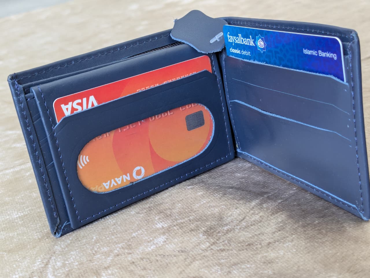 Classic Navy blue Original Leather Wallet - braven.pk